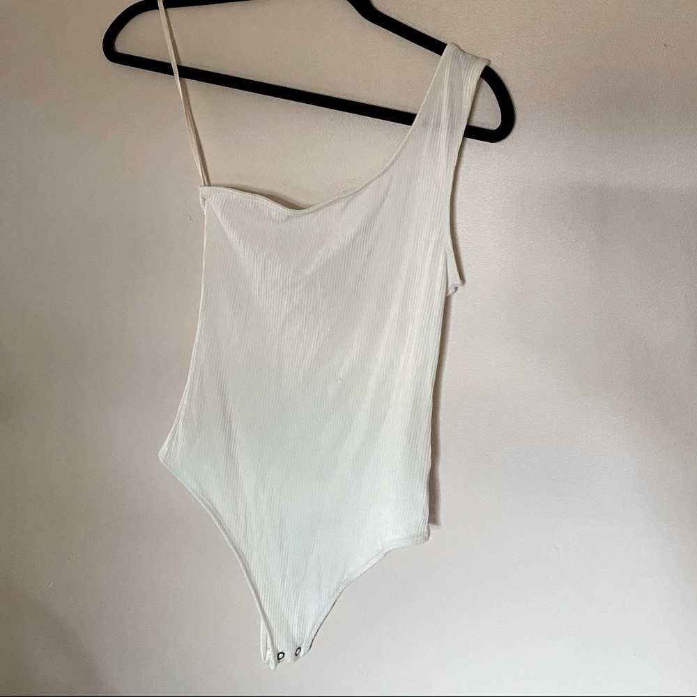 American Eagle White One Shoulder Bodysuit